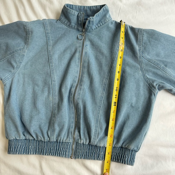 HAUTE MONDE O-Ring Zipper Wash Denim Bomber Jacket Size M - Picture 13 of 13